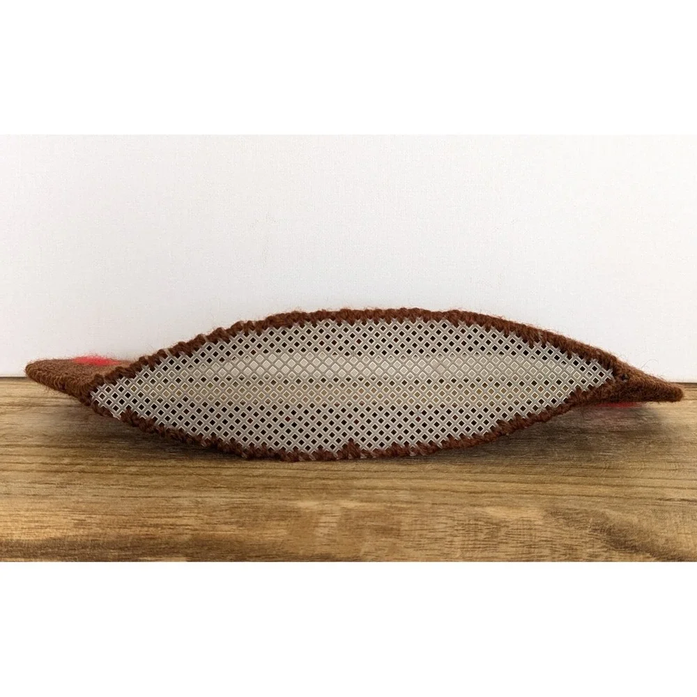 VTG Plastic Canvas Needlepoint Indian Native American Canoe Thanksgiving Decor